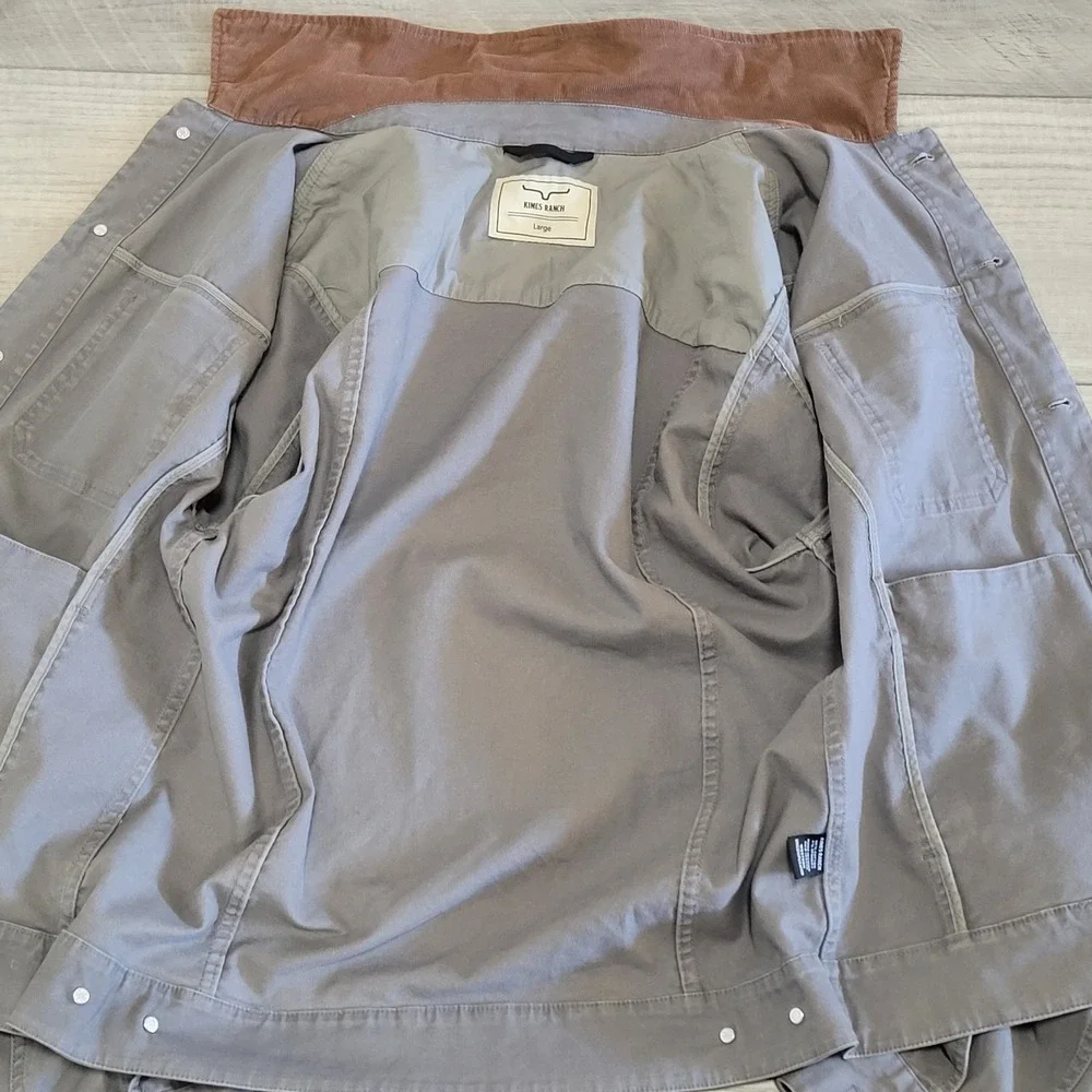 Kimes Ranch Light Gray Worker Jacket with Brown Corduroy Collar - Picture 14 of 16